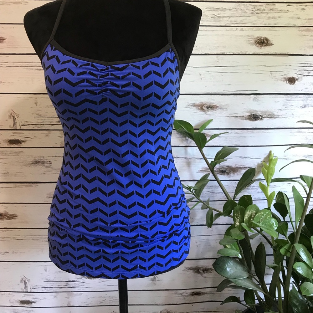 Lucy Blue Chevron Racerback Tank